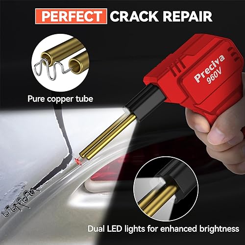 Miniatura 2 de Preciva Kit de soldador de plástico 960-V, kit de grapadora en caliente con 750 grapas, luz LED y alicates kit de reparación de plástico para