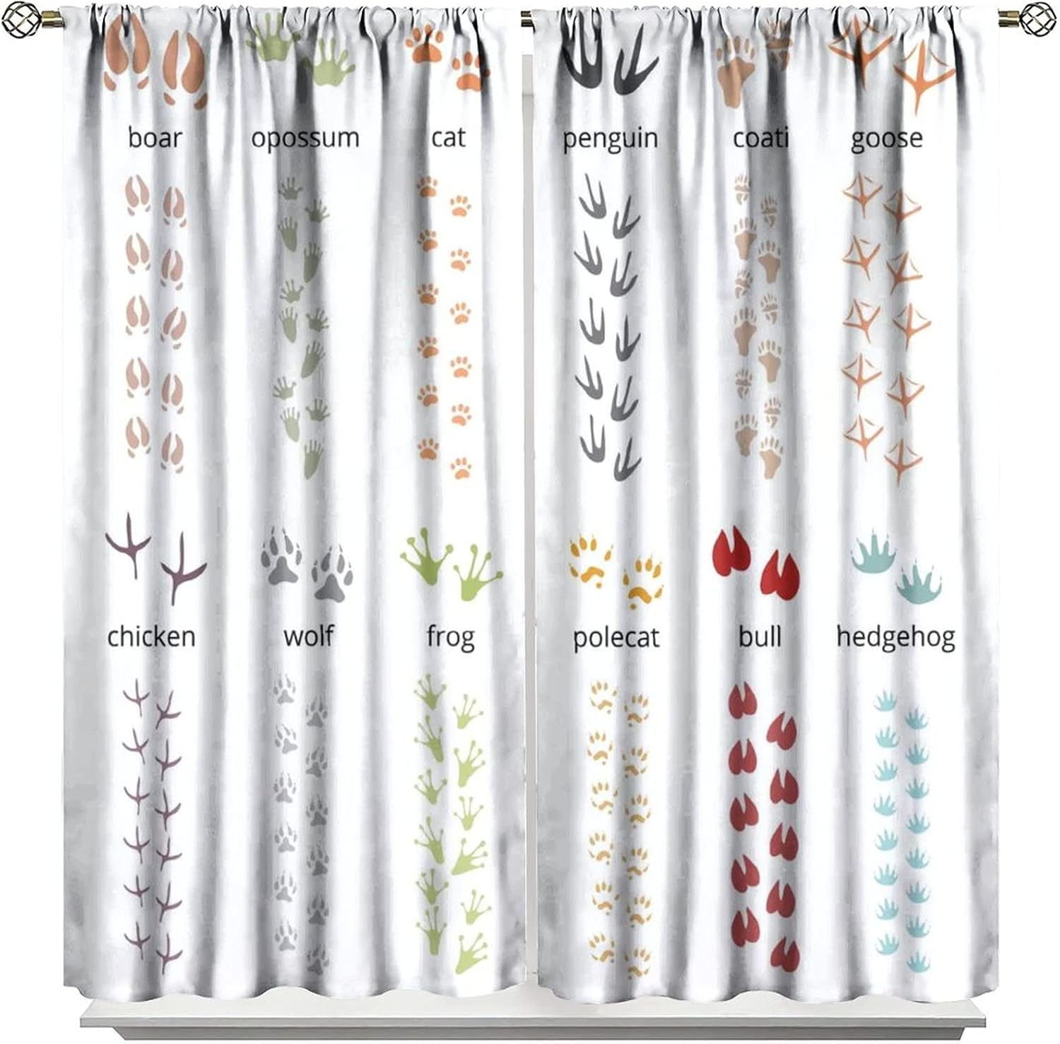 Prоmо 40% оƒƒ Footprints Curtains for Kids Room,Animal FootprintsTrack Closet Curtain Curtain Hanging Vertically 85x85inch(214x214cm)