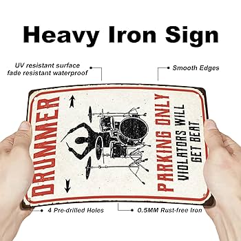 Amazon | SUPERDANT Drummer Parking Onlyブリキの看板
