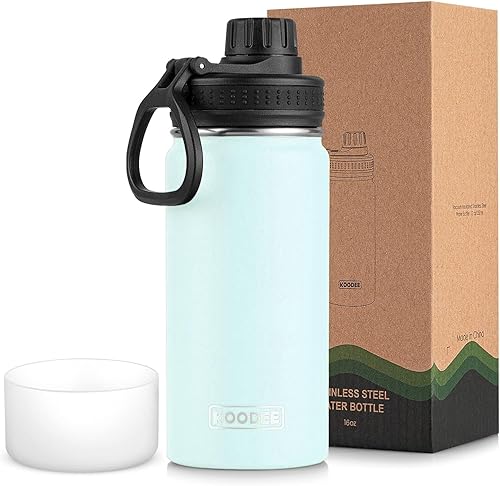 Miniatura 72 de koodee Insulated Water Bottle, 32 oz Stainless Steel Double Wall Vacuum Wide Mouth Sport Bottle with Leakproof Spout Lid (Navy) marino,Manzana Verde