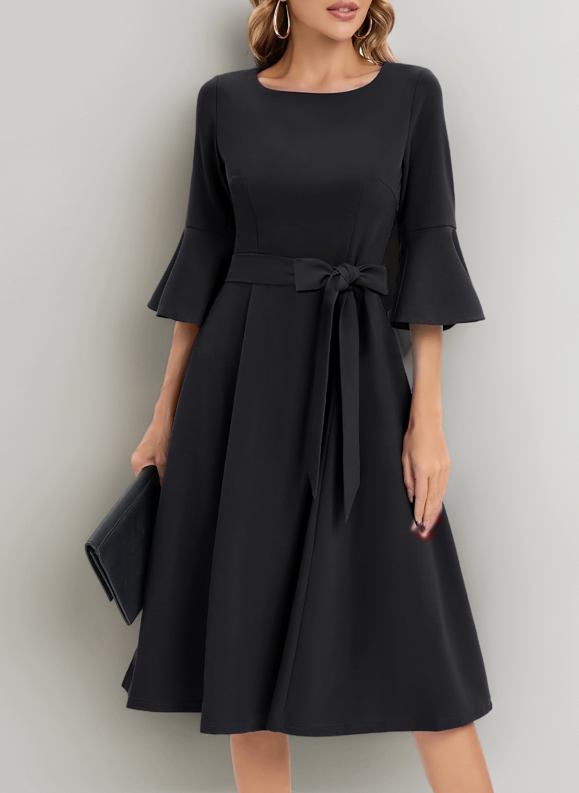 Women 3/4 Sleeve Elegant Formal Dress for Cocktail Classy Fall/Winter Christmas Church Work Dress