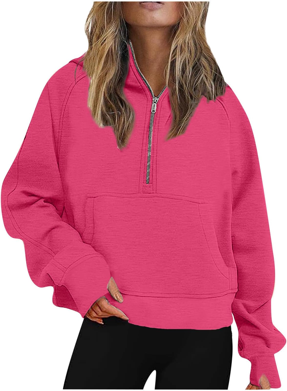 lcepcy Half Zip Sweatshirts Cropped Hoodies Fleece Womens Quarter Zip Up Pullover Sweaters Fall Outfits Winter Clothes