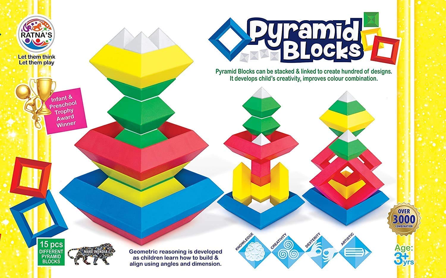 OANGO Building Blocks Set Pyramid Toy Developmental Your Child Imagination Help Cognitive Skills Block Game for Kids (Multicolour)