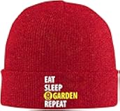 LOKLNEYK Eat Sleep Garden Repeat Beanie Hat for Women Men, Winter Warm Cuffed Knit Hat for Skiing Outdoor Sports