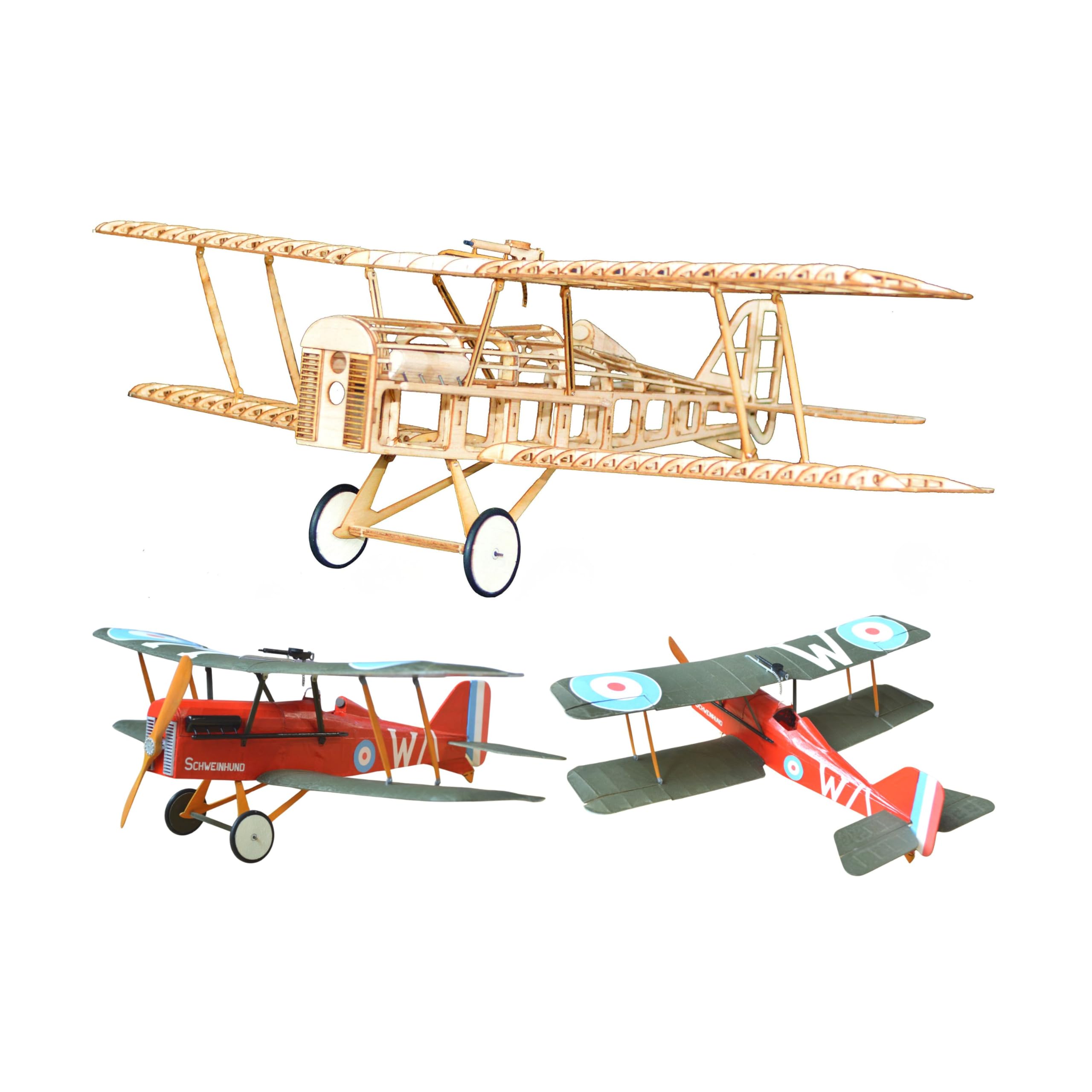 RAF SE5A Slow Flyer Modellflugzeug Kit, Maßstab 1:20, 380 mm Spannweite, RC Flugzeugmodell Baukasten, Modell Flugzeug zum selbst Bauen, gelaserte Balsa Holz Bauteile, 380 x 290 x 135 mm, 45 g RTF