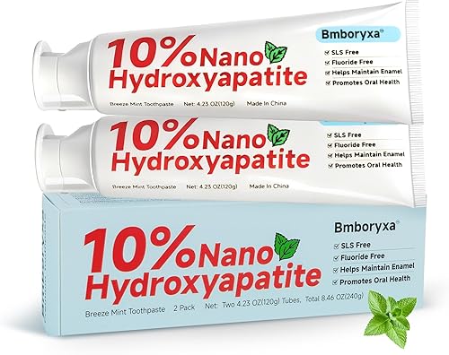 Pasta de dientes 10% nanohidroxiapatita, sin SLS y flúor, pasta de dientes remineralizante para dientes sensibles, blanqueamiento, antiplaca,
