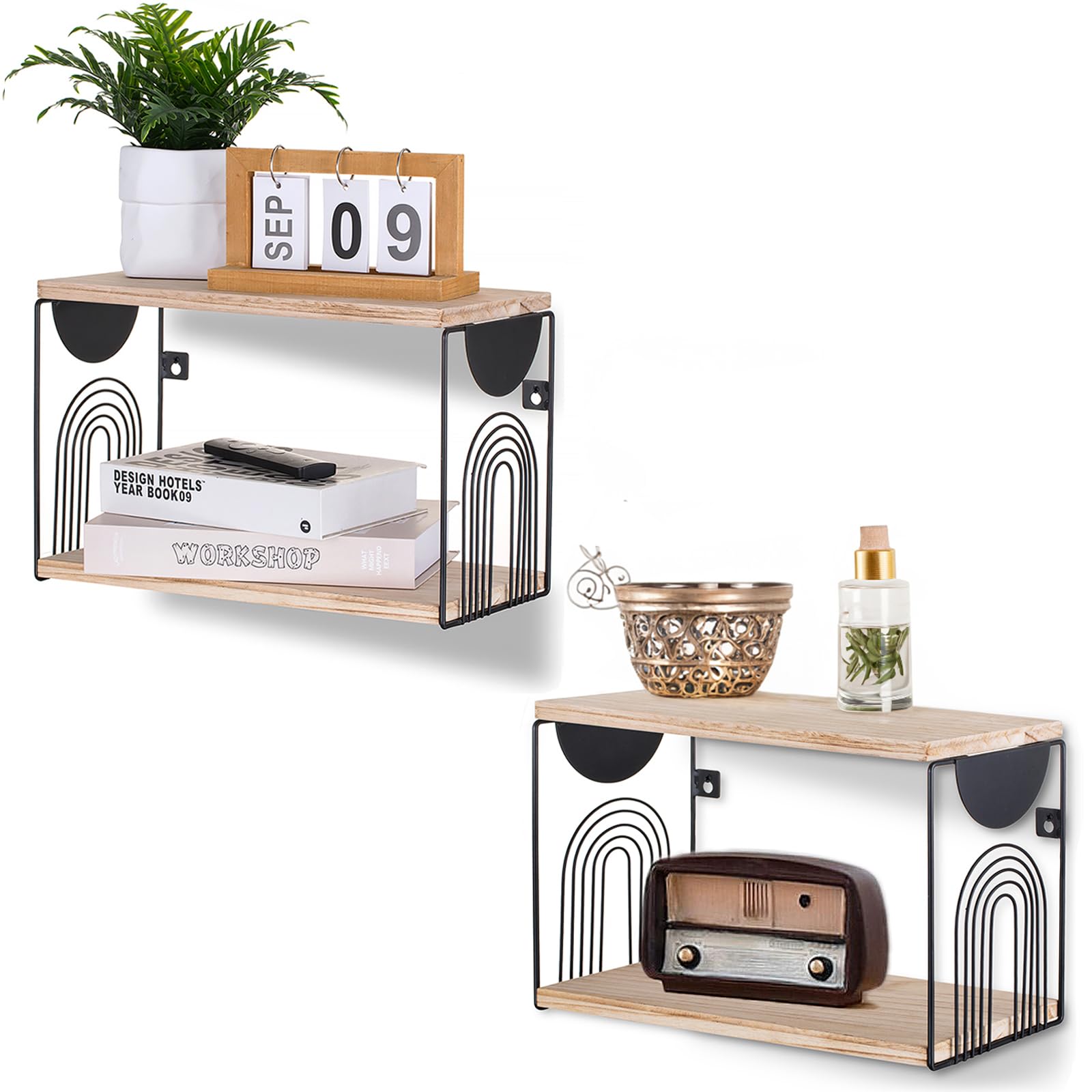 Floating Nightstand With Drawer - Wall Mounted Bedside Table - Bohemian Style Shelf For Bedroom, Black