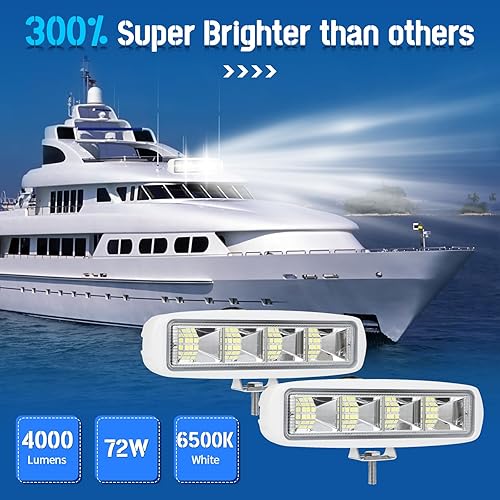 Miniatura 1 de Goottan Luces LED para barco, 72 W, muelle de cubierta, luces marinas, impermeables, 4000 LMS, 120 6 pulgadas, luz de inundación para barco, pontón,