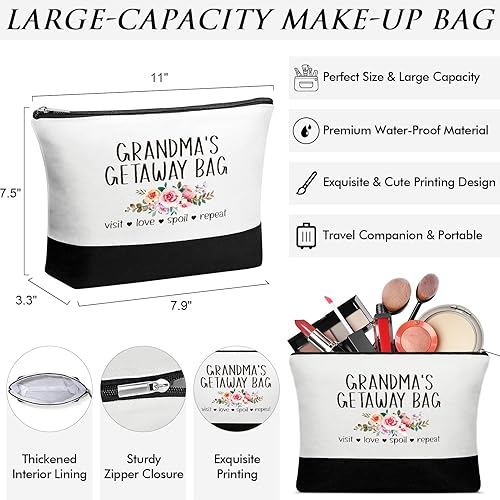 Miniatura 7 de Regalos para la mejor abuela, regalos de Navidad para abuela de nieta, nietos, regalo de cumpleaños de abuela, bolsa de lona para maquillaje, juego