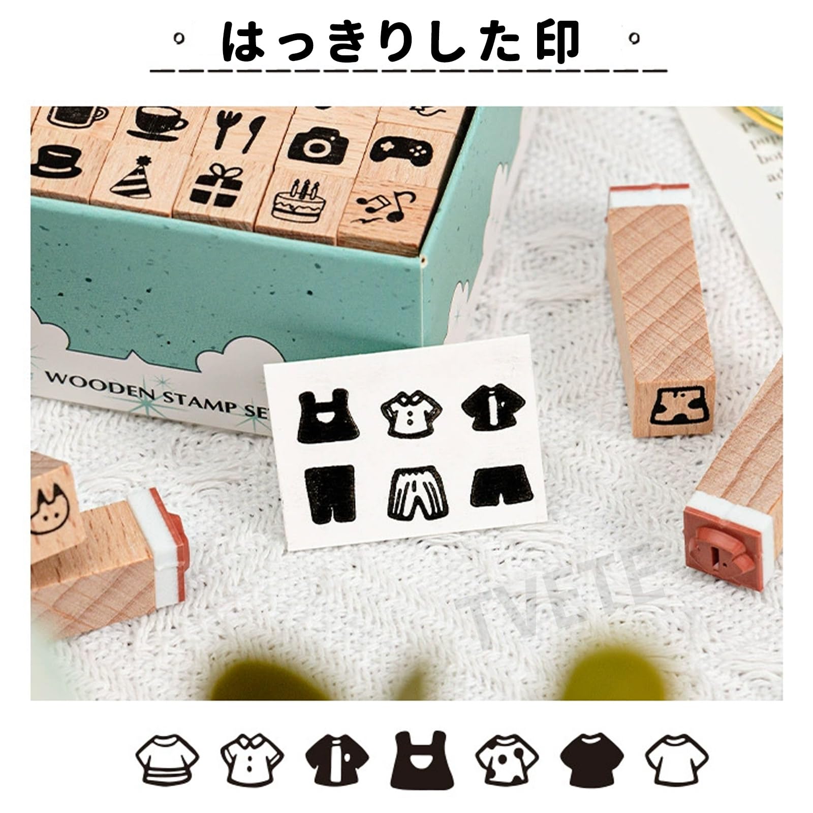 Amazon.co.jp: 木製スタンプ 手帳 スタンプ 木製 セット 【42個入り