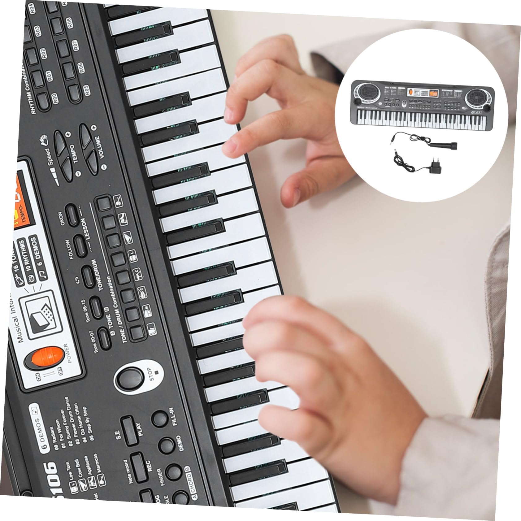 Piano Electrónico de Juguete de 61 Teclas Negro Abs para Niños