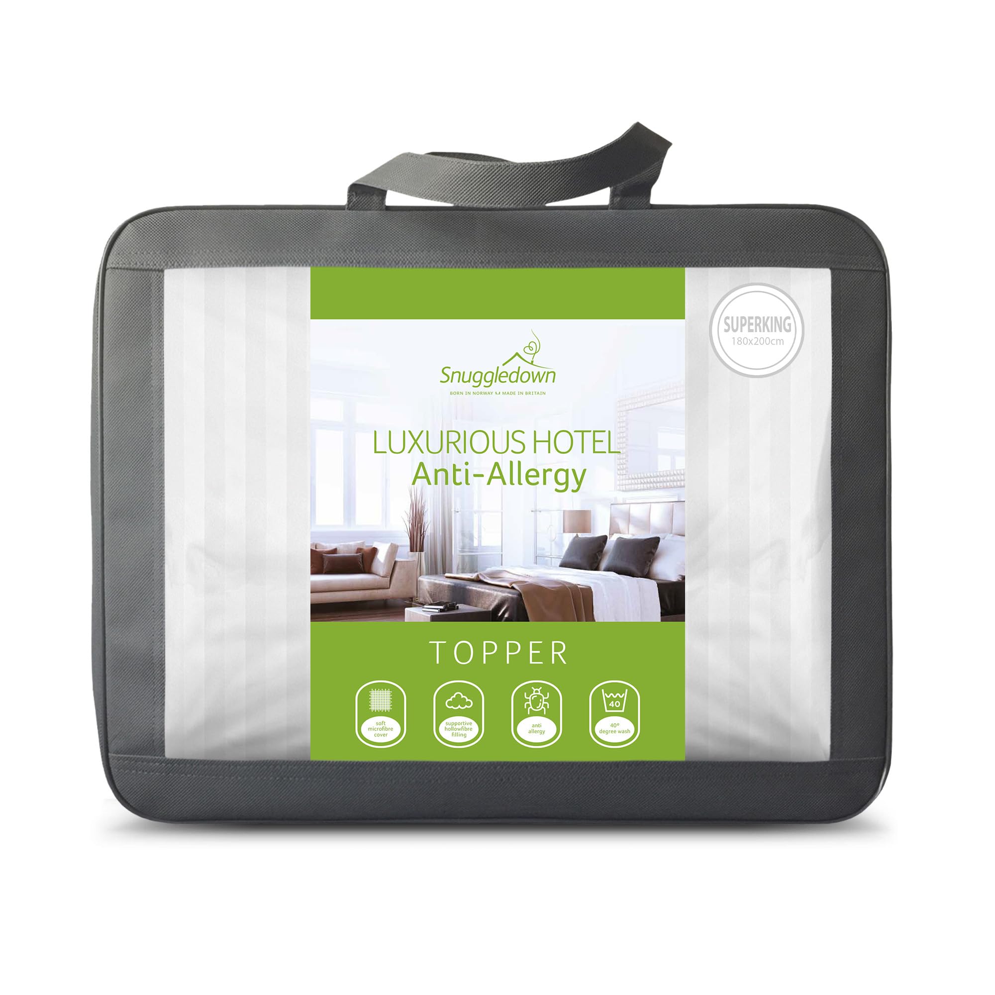 Snuggledown  Luxurious Hotel Anti Allergy 2.5Cm Mattress Topper - White - Super King
