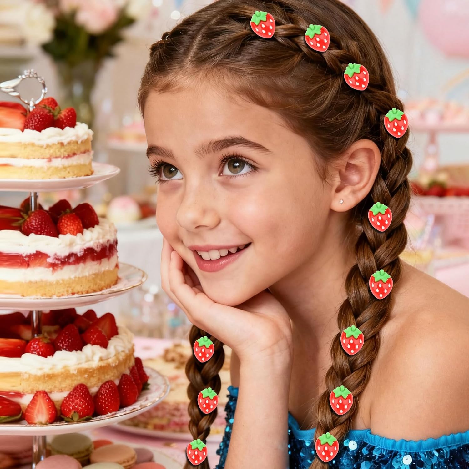 YISSION 20PCS Mini Strawberry Hair Clips for Women & Girls, Cute Red Strawberry Hair Barrettes, Adorable Hair Accessories for Daily Styling, Party & Gift - Image 4