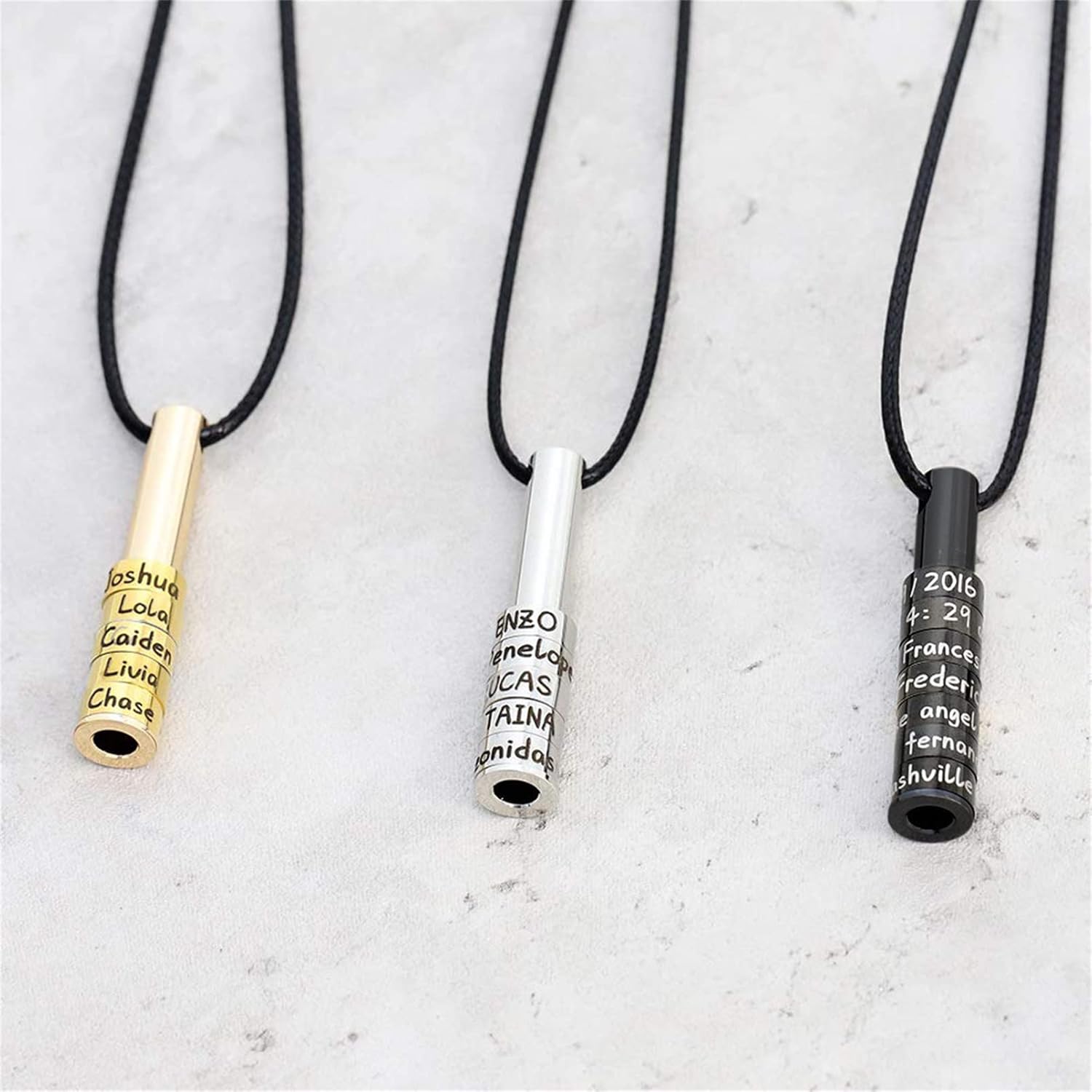 ORFAN Custom Mens Name Bar Necklace for Men Personalized Dad Necklace with 1-9 Names Engraved Name Bead Necklace Personalized Mens Family Necklace Men Necklace Chain Customized for Father