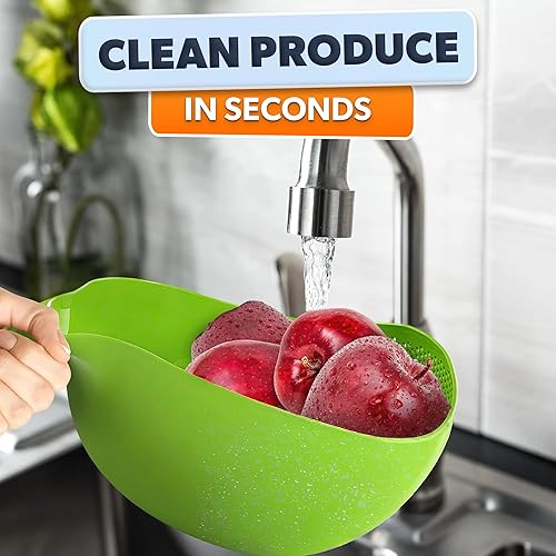 Miniatura 7 de Colador de arroz con asa Cuenco ligero con diseño inteligente para un fácil drenaje del agua, fácil de usar y limpiar, colador de plástico ABS con