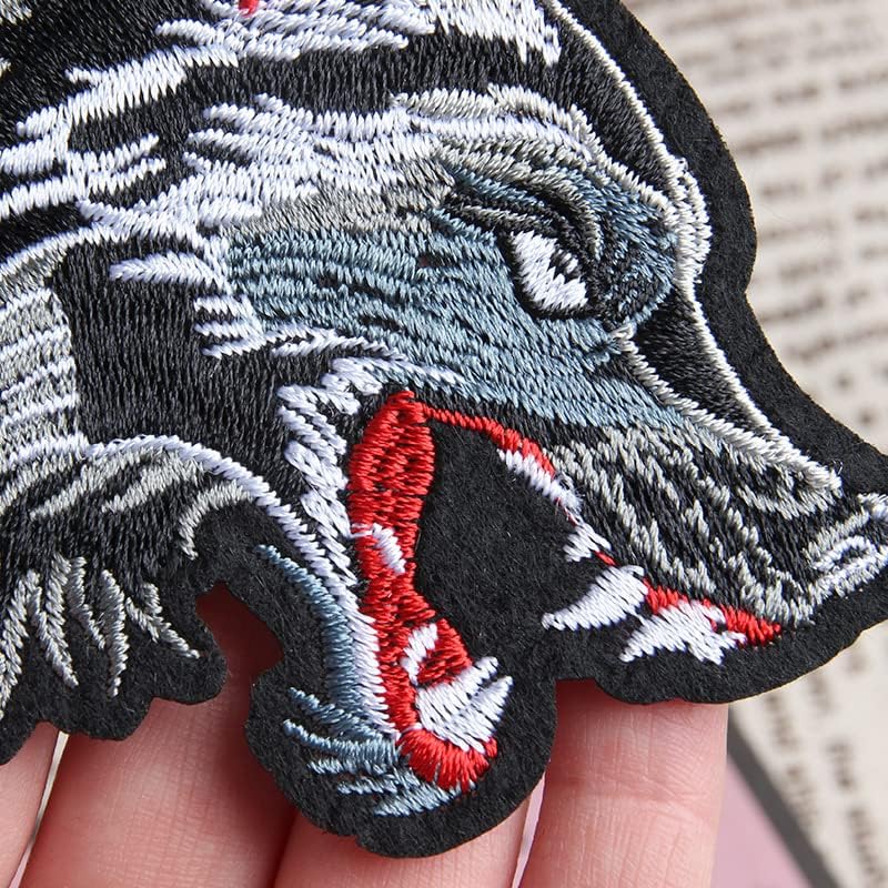 Miniatura 5 de 2 piezas de lobo rugiente grande bordado hierro coser en parches transferencias insignias apliques parches bordados