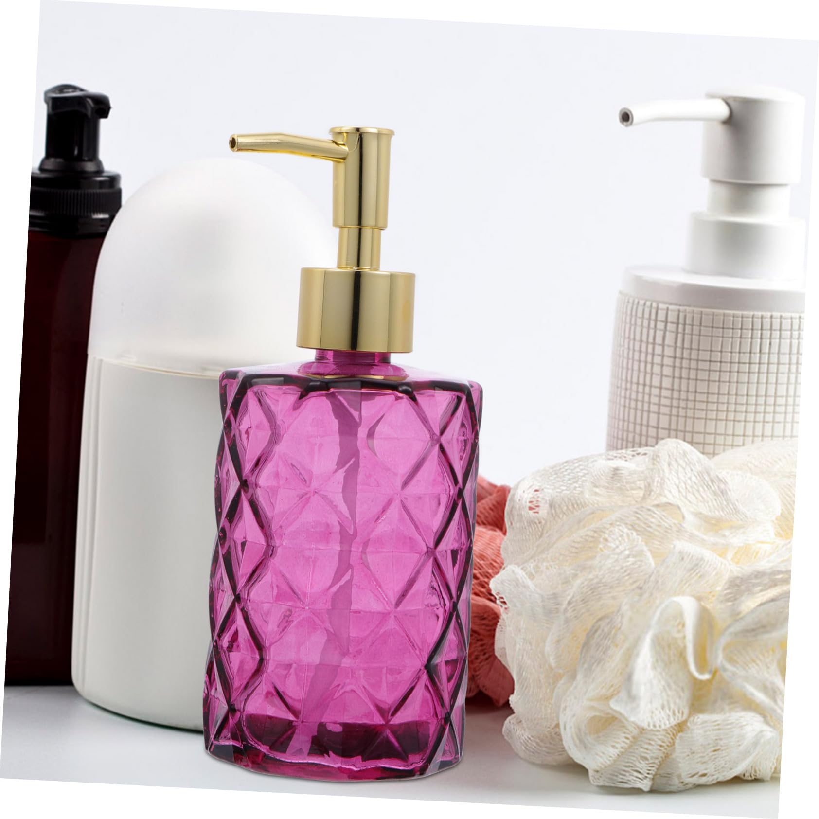 3piezas Botellas De Vidrio con Pulsador Botella Dispensadora De Gel De Ducha Vacía para Baño Sala De Estar