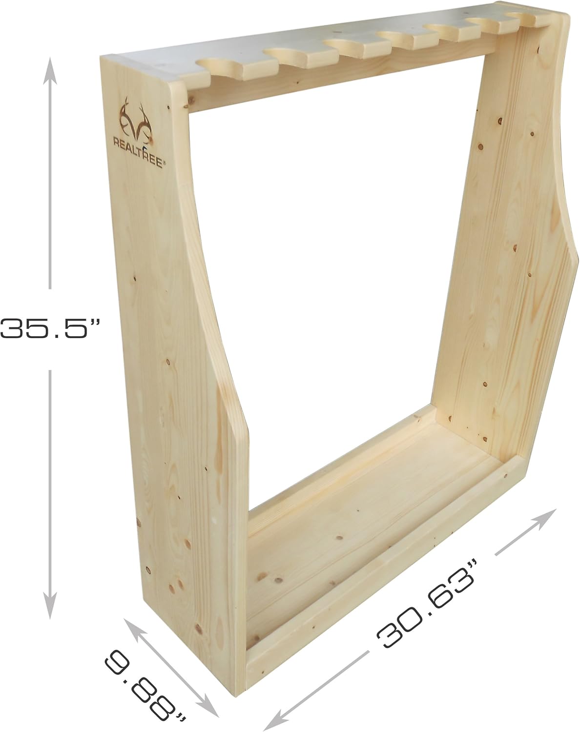 Rush Creek Creations | Freestanding Indoor Gun Rack for Rifles and Shotguns, Gun Holder for 7 Guns, Superb Alternative for a Gun Cabinet or Gun Safe for Rifles and Pistols | Realtree Solid Pine