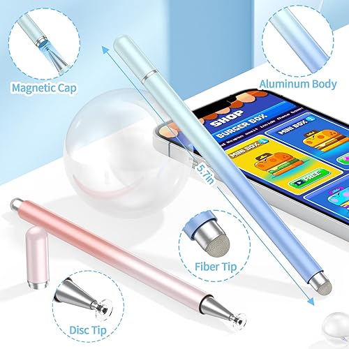 Miniatura 2 de Lápiz óptico para pantallas táctiles (3 unidades), lápiz capacitivo 2 en 1 de alta precisión para iPad compatible con iPadiPhonetabletAndroidiOS y