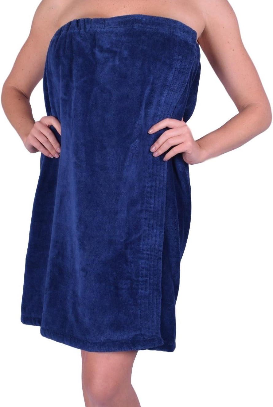anatolian Women's Body WRAP Towel - 100% Cotton Adjustable Cover Up for Beach Spa Gym Bath Pool - Made in Turkey (Navy Blue, 1)