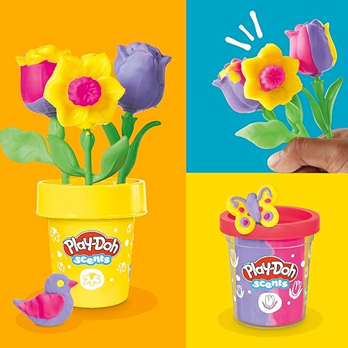 Miniatura 5 de Play-Doh Flower - Paquete de dos tulipanes, narcisos, girasol y margaritas, kit de manualidades para niños, regalos para niñas y niños