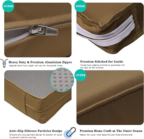 Miniatura 4 de Juego de 6 fundas de repuesto para cojines de asiento para exteriores, para 3 piezas, muebles de mimbre de mimbre de 3 plazas, juego de conversación