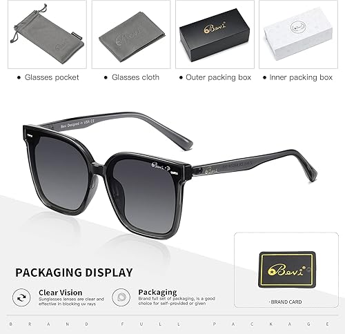 Vista 7 de Bevi Gafas de sol cuadradas polarizadas con protección UV 400, gafas retro vintage para mujeres y hombres
