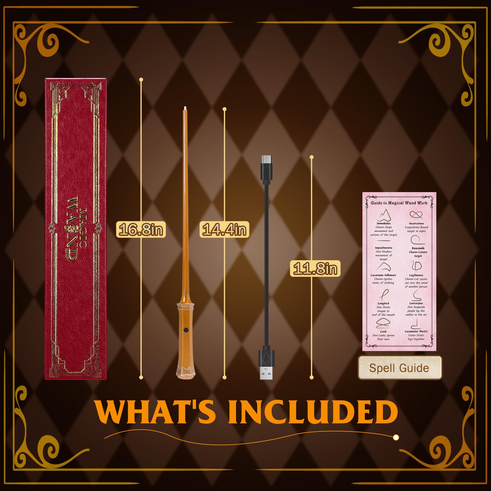 WinSence Light Up Magic Wizard Wand Rechargeable Illuminating Golden Wands for Witches Kids Boys Girls Party Gift Lamp product thumbnail 7