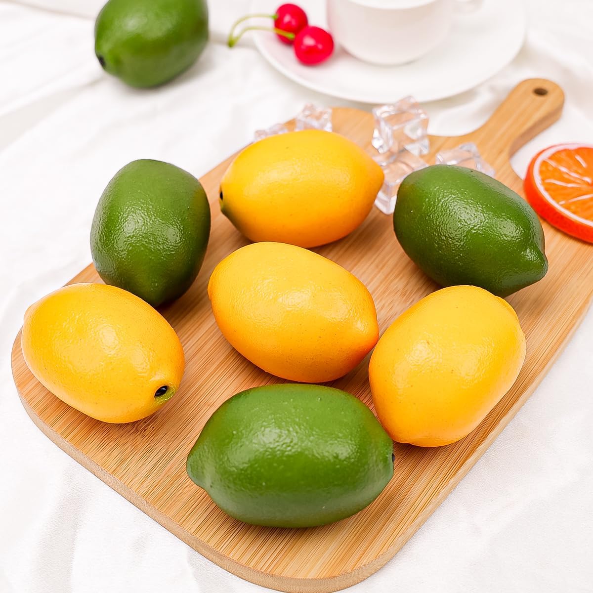 Gresorth 12pcs Yellow & Green Artificial Lifelike Simulation Lemon Fake Fruit Home Kitchen Cabinet Decoration