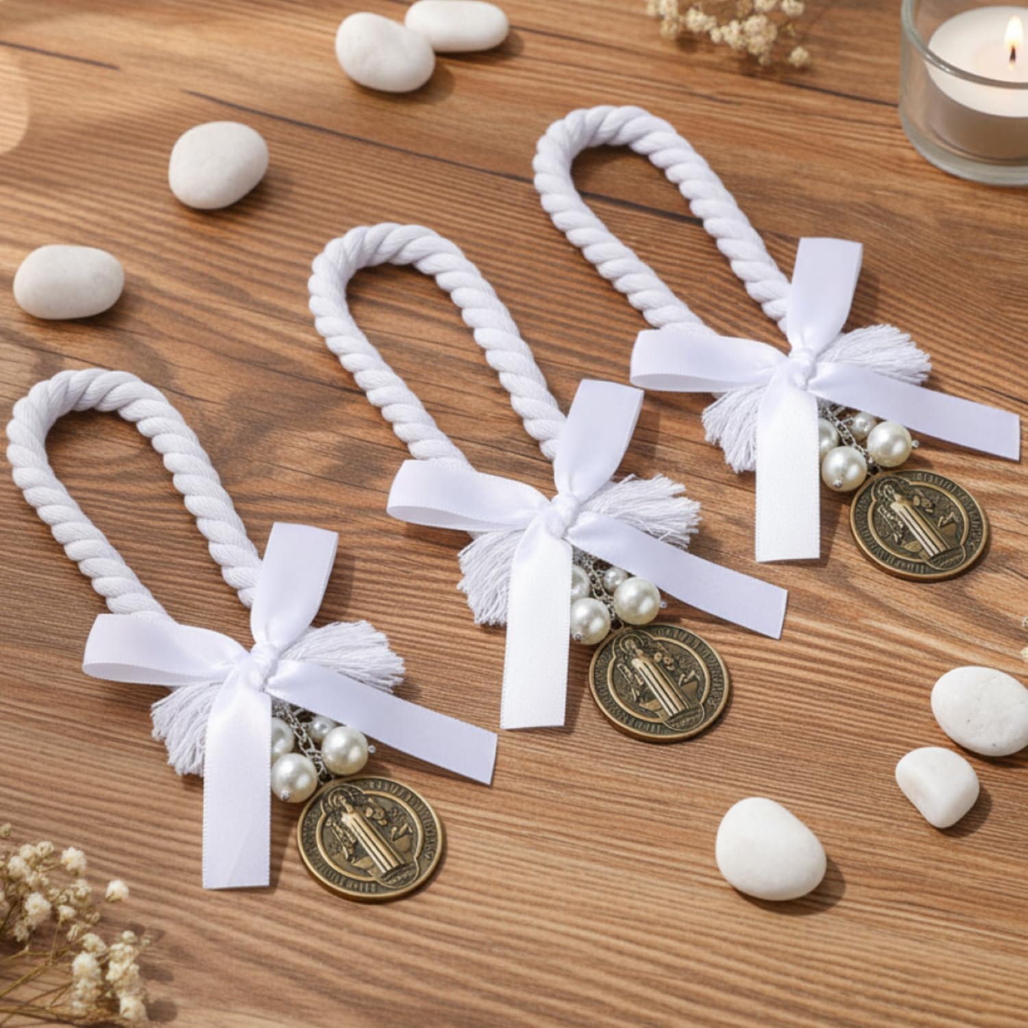 Misdary 6 Set Saint Benedict Medals with Cards Medalla De Benito De Plata St Benedict for Protection Door Car Hanger Escapularios Catholic Gift Amuletos Proteccion Y Buena Suerte for Men Women Gift