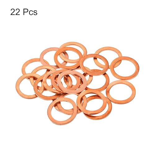 Miniatura 3 de MECCANIXITY 22 piezas de arandelas planas de cobre, arandelas de sello métrico de cobre mejoradas de 16x22x1.5mm para conexiones hidráulicas,