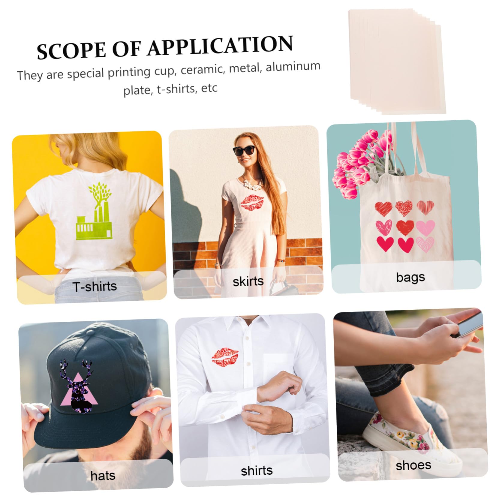 Sewroro 100 Stück Teiliges Sublimationspapier Hitzebeständiges Transfermaterial für Textilien Schnelltrocknend Reißfest für Polyester Sweatshirts Personalisierbare T Shirts und Taschen