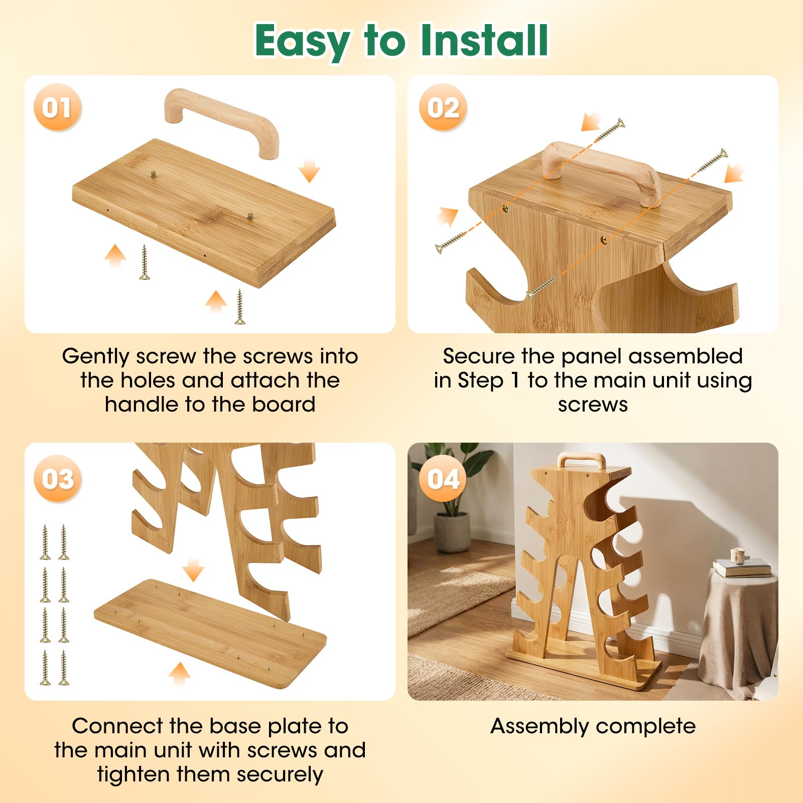 4 Livelli Supporto per Manubri, Supporto Porta Manubri in Legno, 4 Ripiani Rack Porta Rastrelliera con Maniglia, da 3-7KG, per Palestra Domestica, Ufficio, Soggiorno, 35,5x14,5x46cm