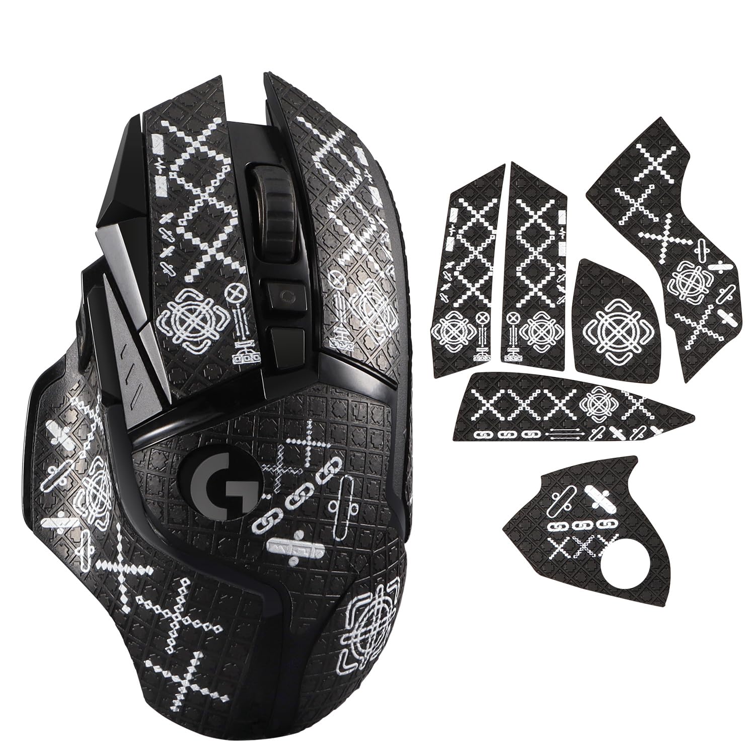 IMMOENUC Mouse Grip Tape Sticker for Logitech G502 Lightspeed / G502 Hero Mouse Anti Slip Skin Self-Adhesive,Pre-Cut,Sweat-Resistant Game Mice Accessories(Printing Pattern)