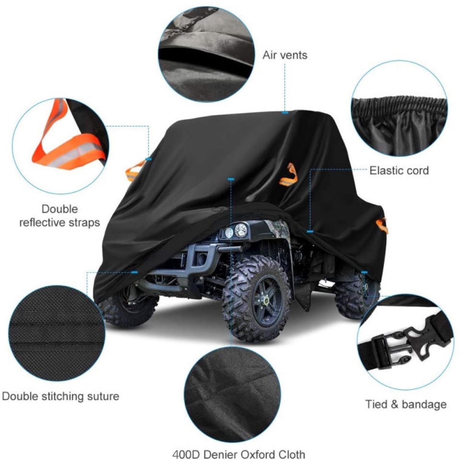 Pokrowiec na gokart, wodoodporne pokrowce na gokarty, quady, wodoodporny, pokrowiec na ATV do wszystkich motocykli, pokrowiec na pojazd terenowy (szary, 310 x 180 x 175 cm)