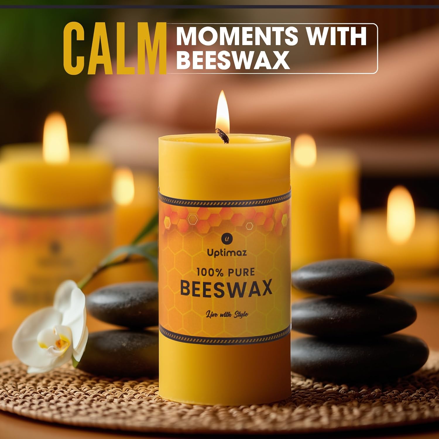 Beeswax Pillar Candles Set of 4, 2x4 Inch, 100% Beeswax Candle with Cotton Wick, Long Burning, Dripless Candle Bees Wax for Home, Décor, Prayer, Emergency - Image 7