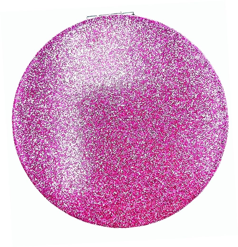 Purple Compact Mirror for Women,Magnifying Travel Mirror with Glitter,Leather Small Pocket Mirror,Portable 2 x 1x Magnification Folding Makeup Mirror,Cosmetic Mirror for Gift