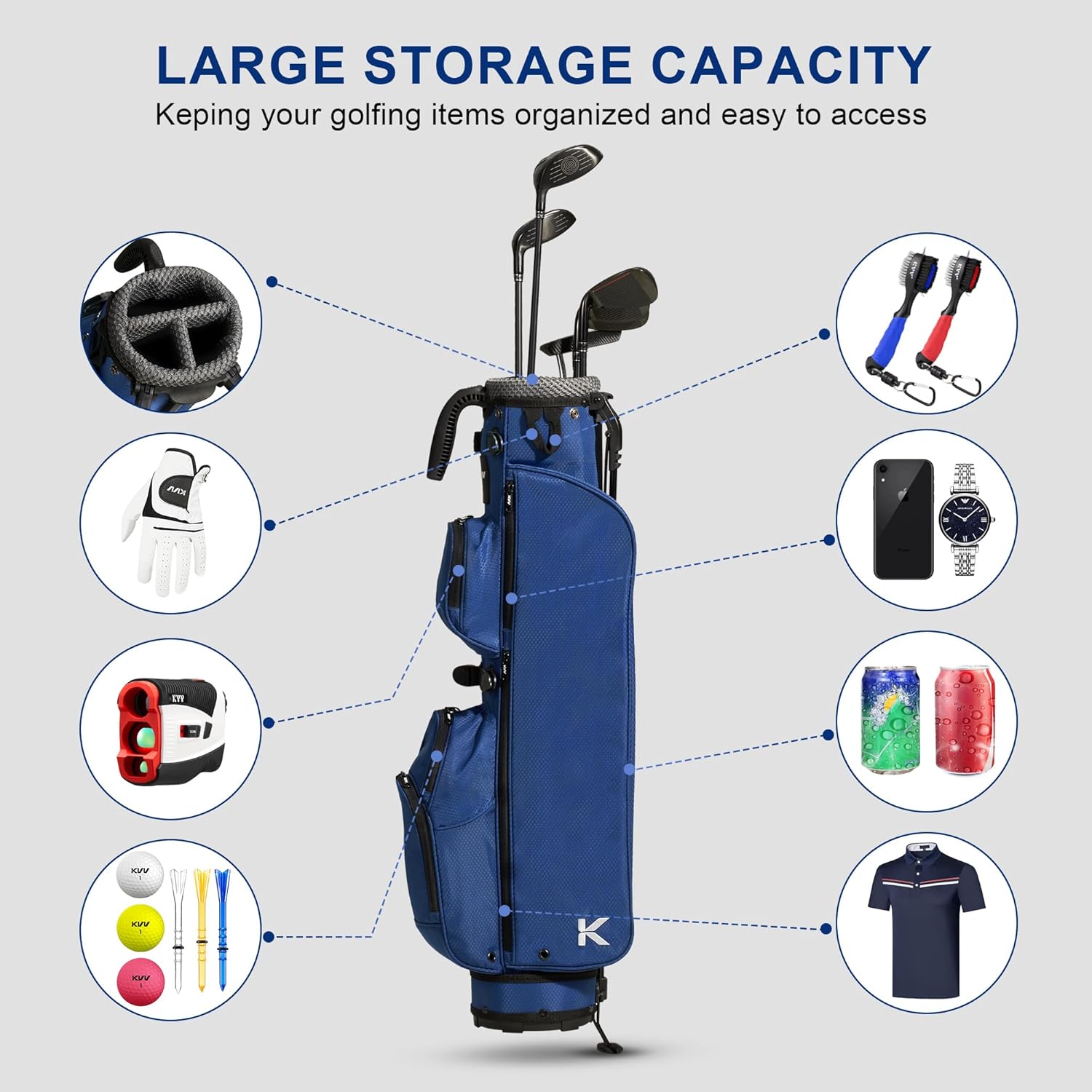 KVV Lightweight Pitch and Putt Golf Bag with Stand, Adjustable Dual Straps, Golf Stand Bag for Extra Storage in a Smaller Size