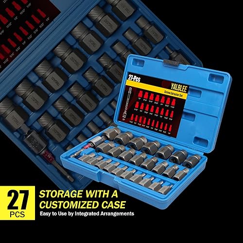 Miniatura 6 de Juego de 27 extractores de tornillos, kit extractor de pernos fácil de sacar, unidad de 38 pulgadas, cabezal hexagonal multilínea para quitar pernos