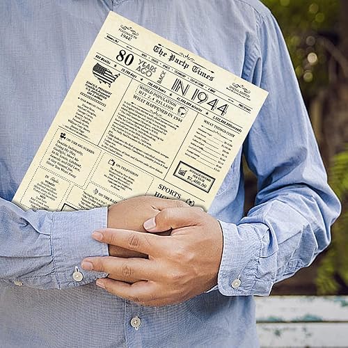 Miniatura 5 de HenPisen Divertida tarjeta de cumpleaños número 80 para padres, tarjeta jumbo de 80 cumpleaños para abuelo abuela, tarjeta retro de 80 años para