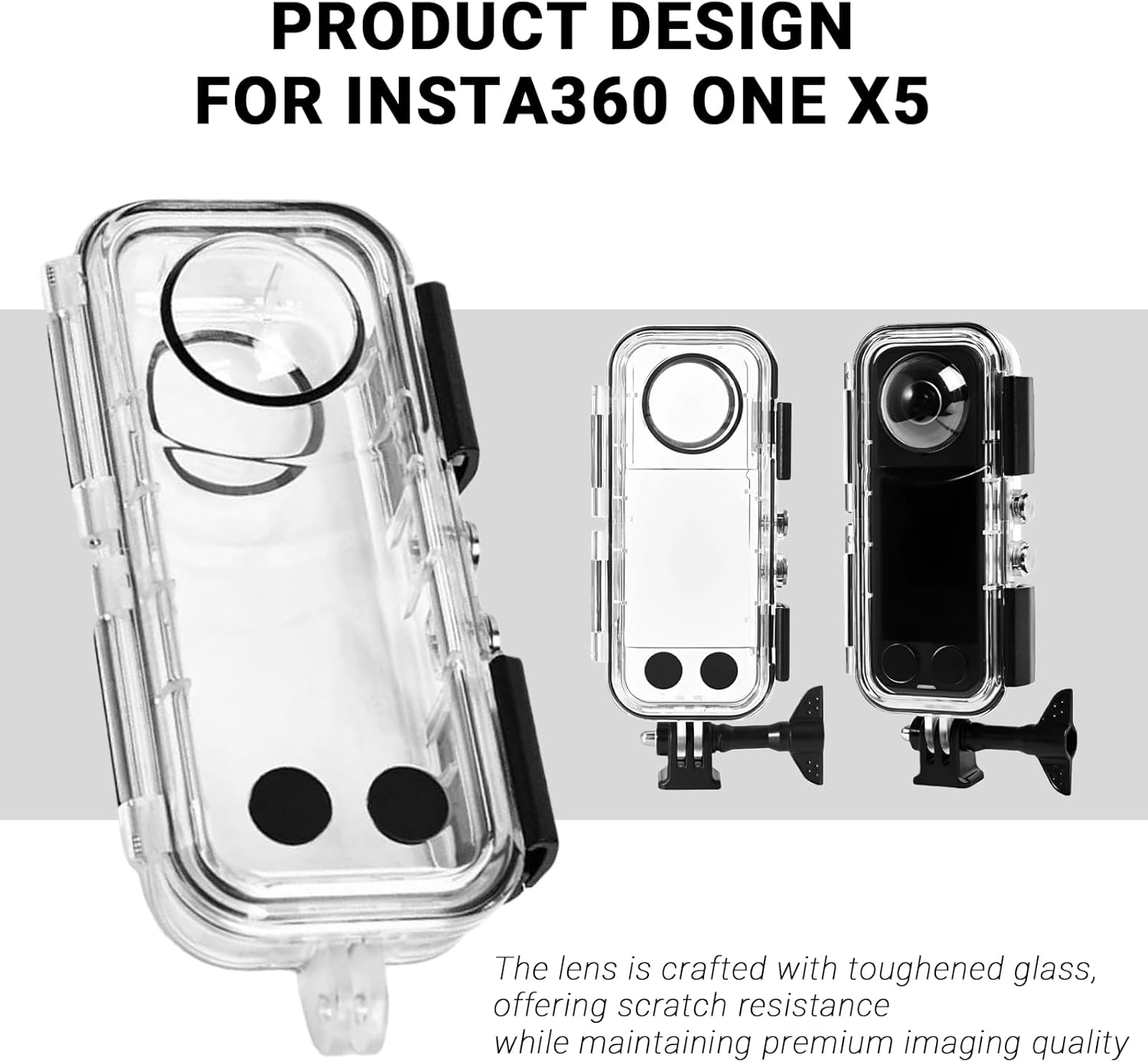 Insta 360 X5 Invisible Dive Case,Waterproof Up to 45m/147ft Invisible Underwater Photography Housing,X5 Underwater Dive Protective Shell with Bracket Accessories