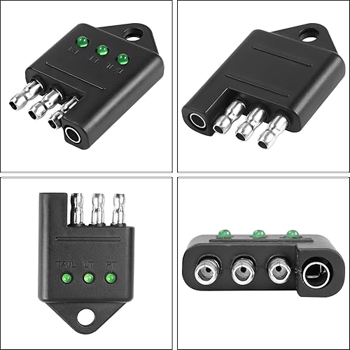 Miniatura 5 de XMSJSIY Probador de enchufe de remolque de 4 pines, probador de luz de remolque plano de 4 vías, probador de enchufe de vehículo de remolque de
