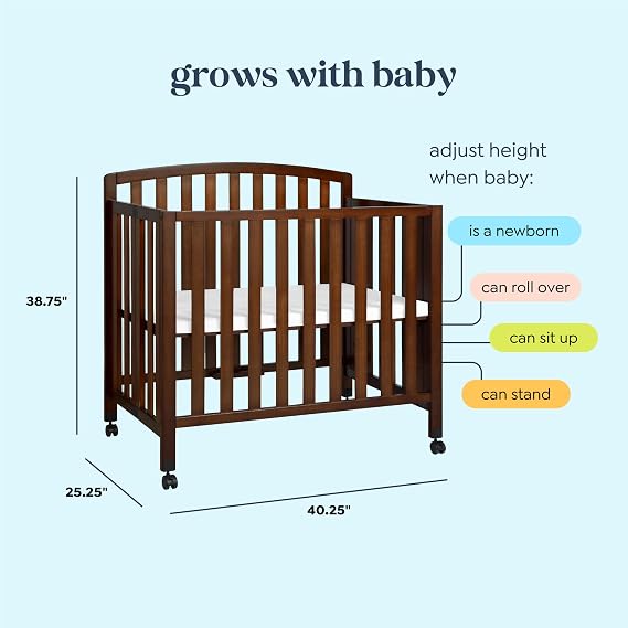 DaVinci Dylan 3-in-1 Convertible Portable Mini Crib, Espresso