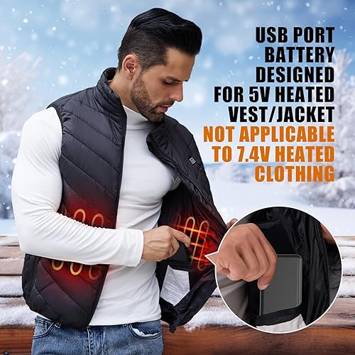 Miniatura 3 de UMEIDEA Batería de chaleco térmico de 20000 mAh, batería de 5 V2 A, para chaqueta calefactada, sudadera con capucha térmica, batería externa para