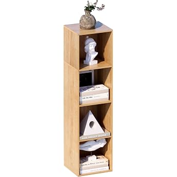 4-Tier Bookcase Wooden Bookcase with Open Compartments