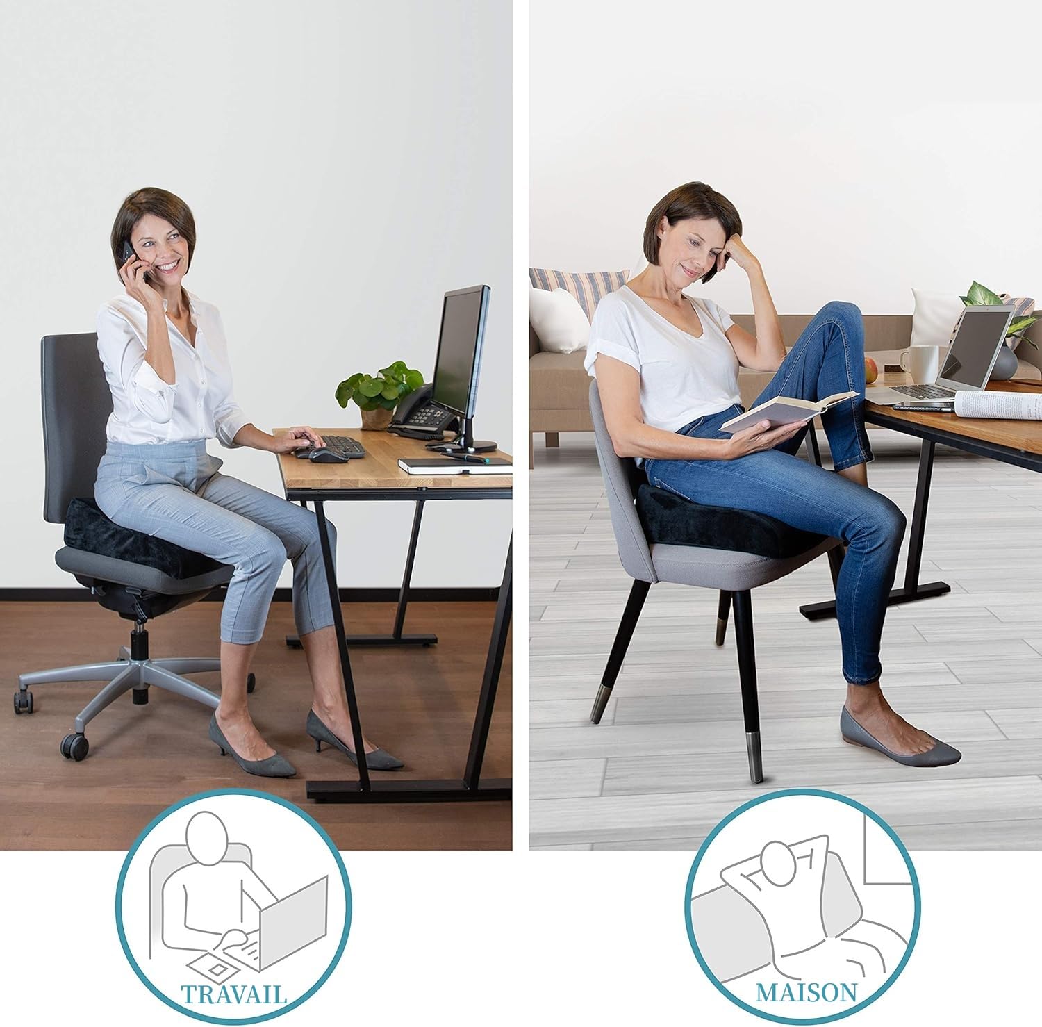 bonmedico Coussin de Chaise Rehausseur - Coussin Ergonomique et Orthopédique pour Bureau, Voiture, Maison, Support en Mousse Rembourrée
