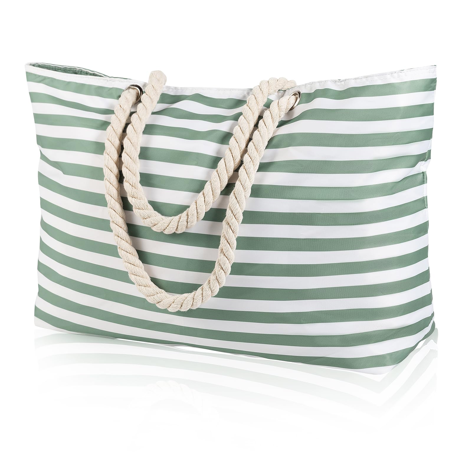 KUAK Beach Bags for Women Extra Large Beach Tote Bag with Top Zipper, 3 Inner Pockets Waterproof Sandproof Swim Pool Bag