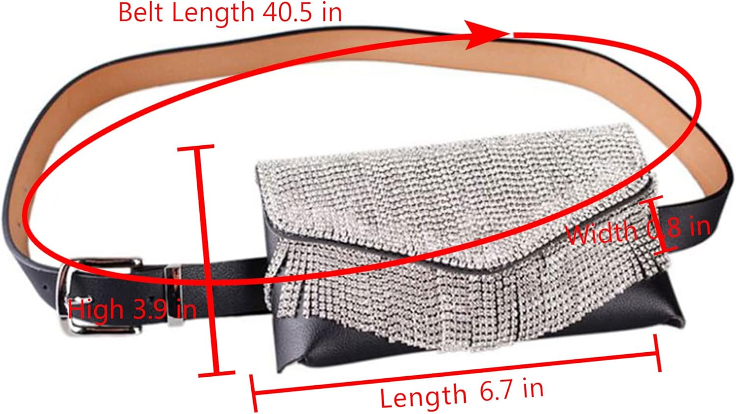 Women Girls Rhinestone Fanny Packs Glitter Waist Bag Envelope Clutch Cell Phone Purse Detachable Belt Rave Bum Bag One size yb-06439-03AD Yb-06439-03ad - Image 6