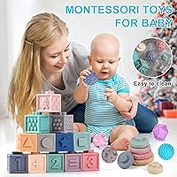 Vista 7 de Juguetes para bebés de 6 a 12 meses, juguetes Montessori para bebés de 0 a 3 a 6 a 12 meses, bloques de construcción apilables y bolas sensoriales