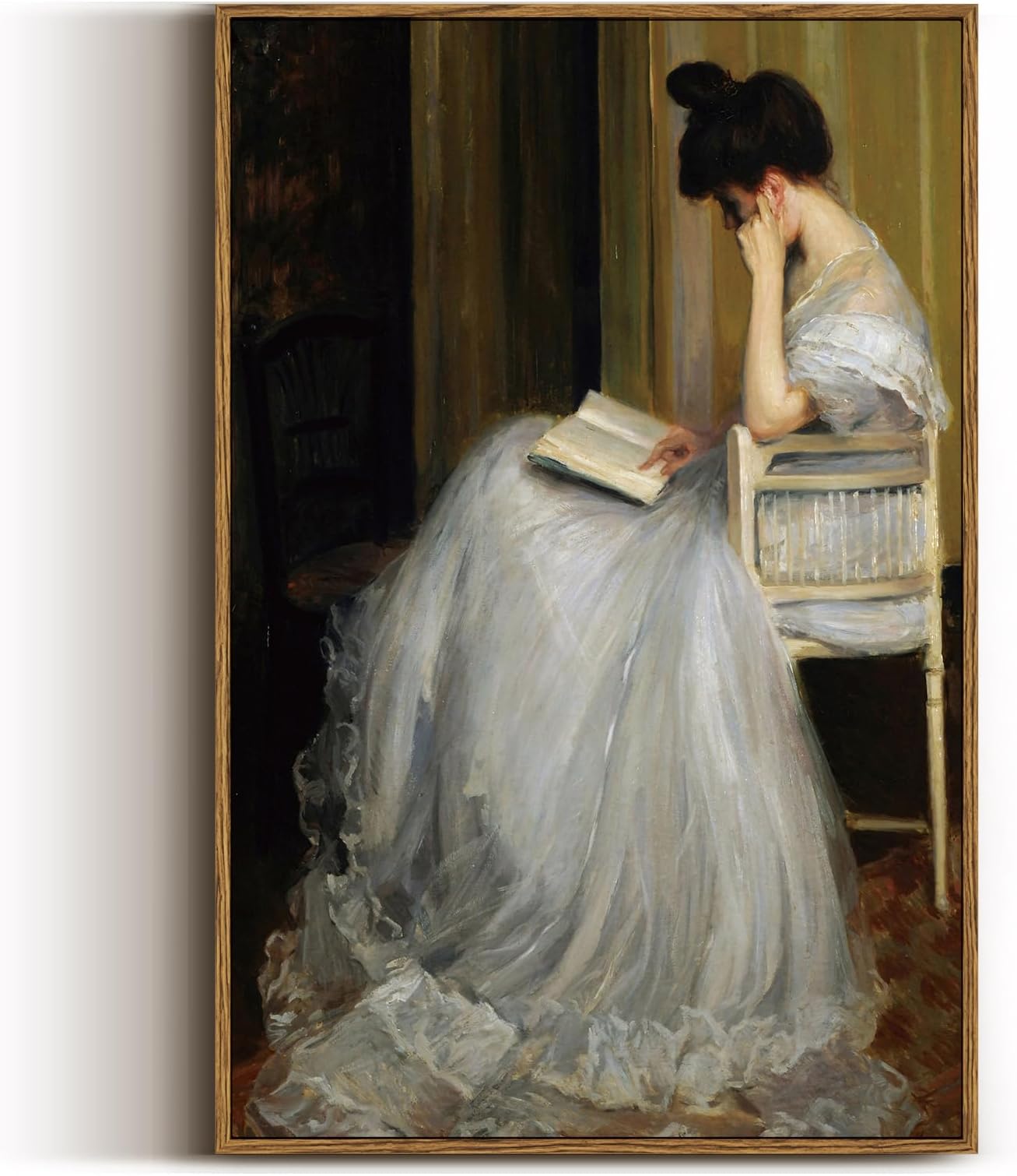 VIYYIEA Portrait Art Framed Canvas Wall Art for Living Room, Women Reading Pictures Bedroom Bathroom Wall Decor, Mid Century Lady Oil Painting Room Decor Vintage Artwork Prints Aesthetic Home Decor